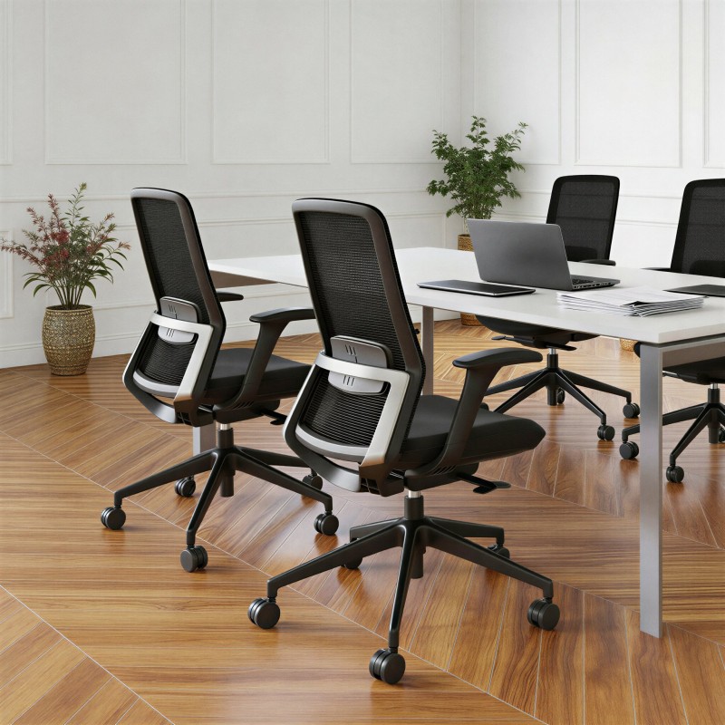 Espace de bureau avec chaise ergonomique Emma Black