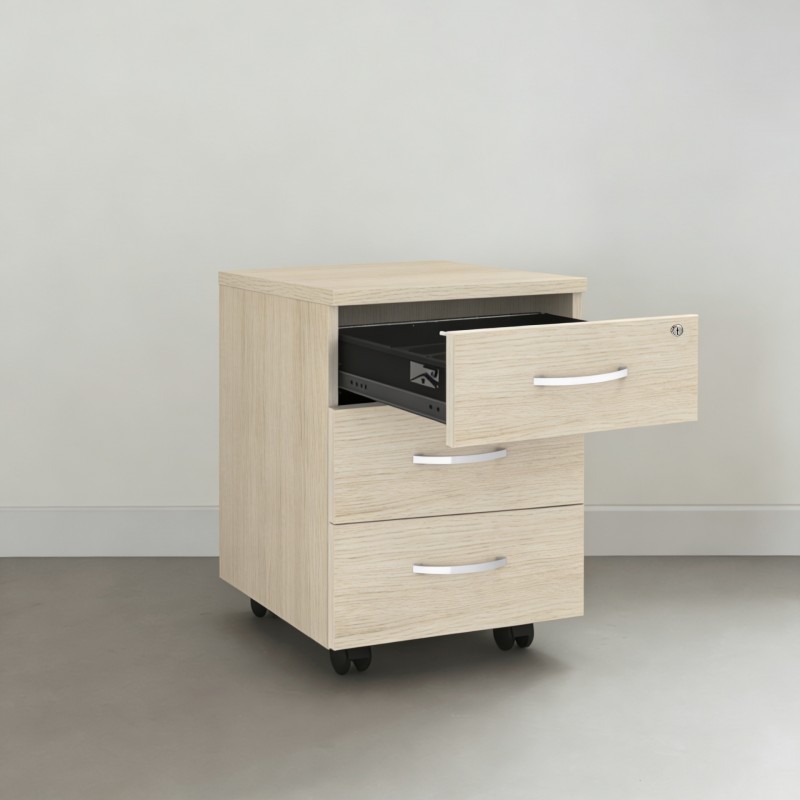 Caisson à tiroirs et à roulettes pour bureau Omega en bois - Bikkom