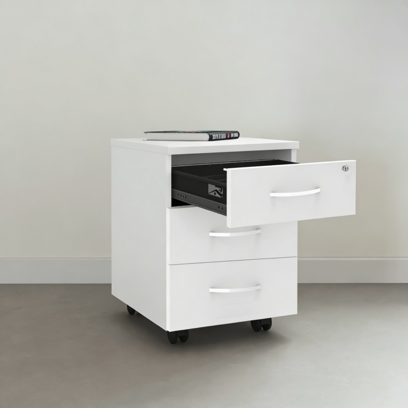 Caisson à tiroirs et à roulettes pour bureau Omega en bois - Bikkom