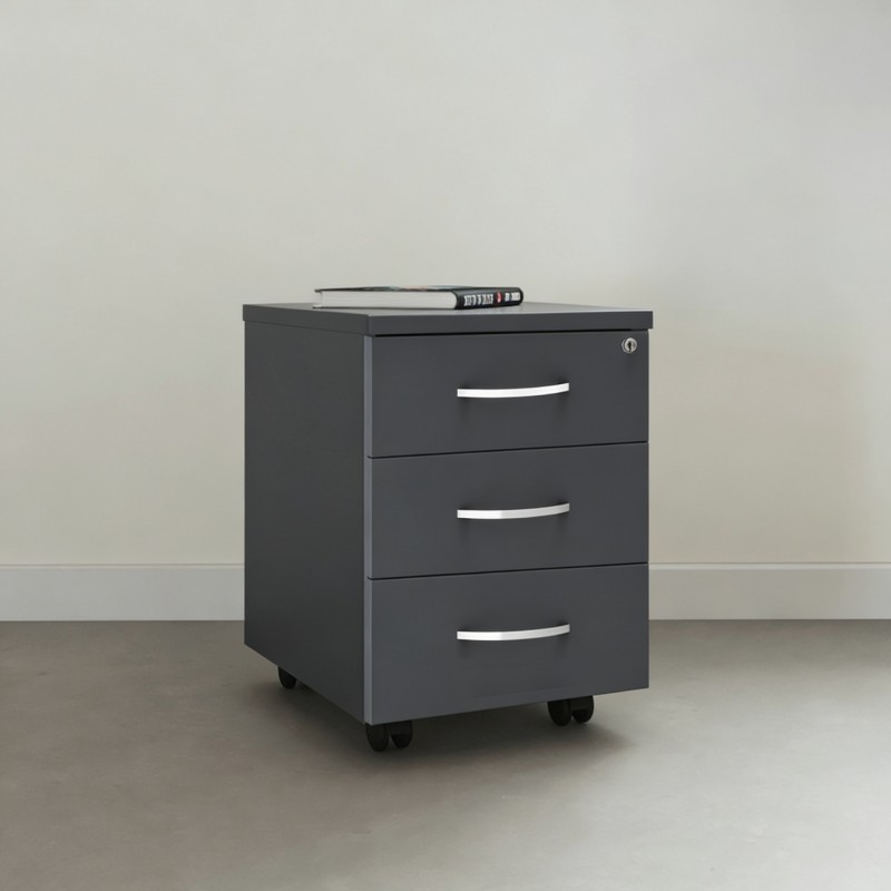 Caisson à tiroirs et à roulettes pour bureau Omega en bois - Bikkom