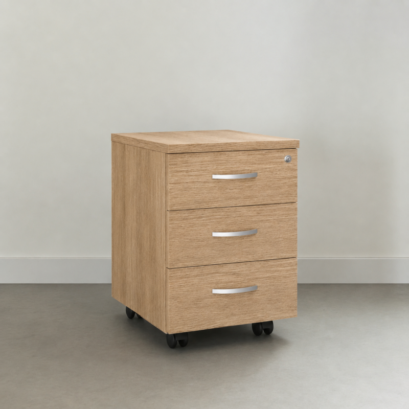 Caisson à tiroirs et à roulettes pour bureau Omega en bois - Bikkom