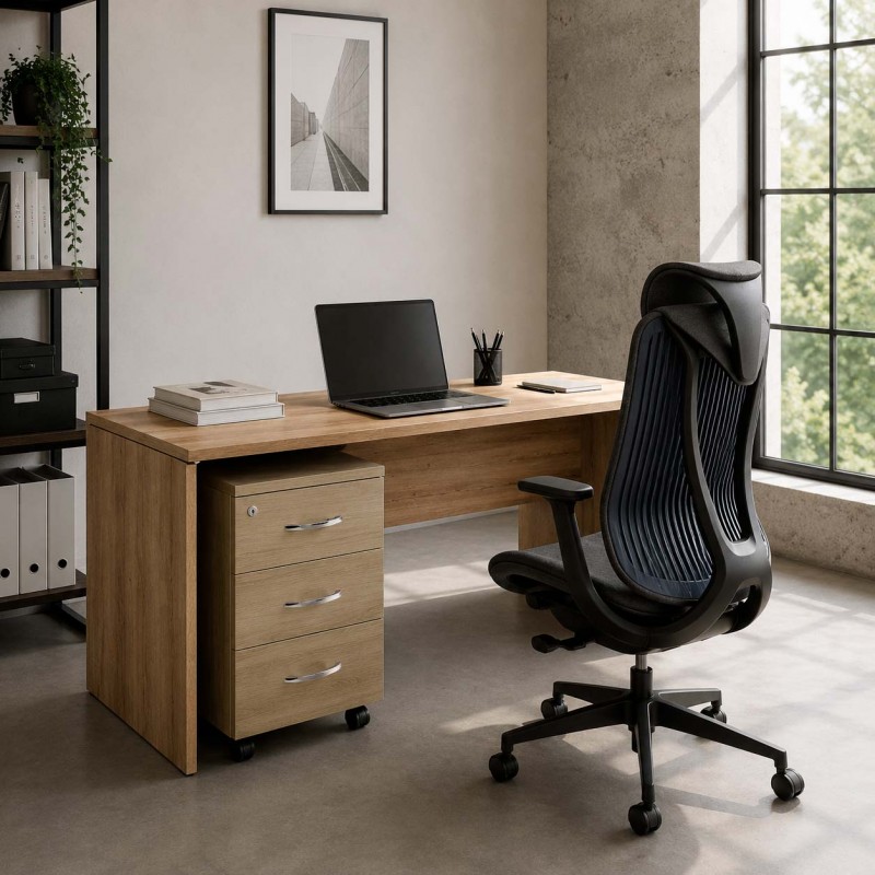 Kantoorbureau met witte Omega-ladeblok