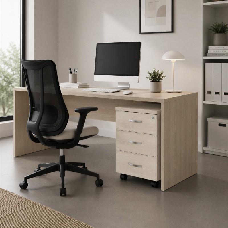Caisson à tiroirs et à roulettes pour bureau Omega en bois - Bikkom