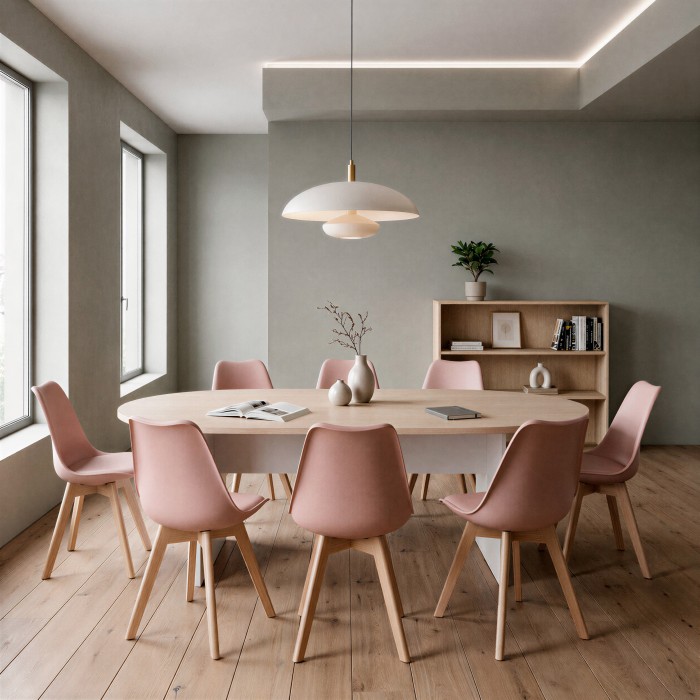 Chaise nordique Ada rose en accueil de bureau