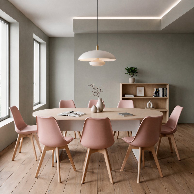 Chaise nordique Ada rose en accueil de bureau