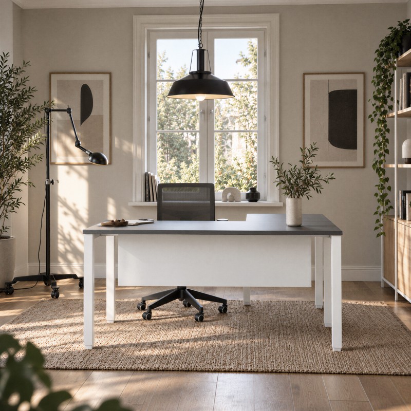 Bureau de direction Modus Angle en graphite et blanc