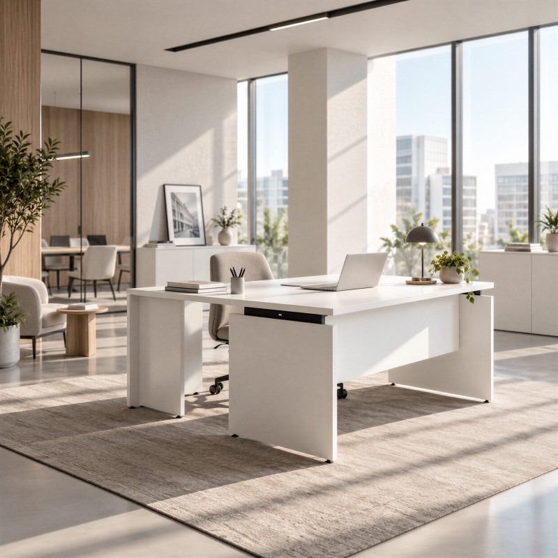 Directiekantoor met bureau Atria Hoekbureau in wit