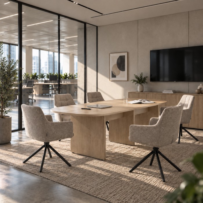 Salle de réunion avec table de réunion Atria en chêne