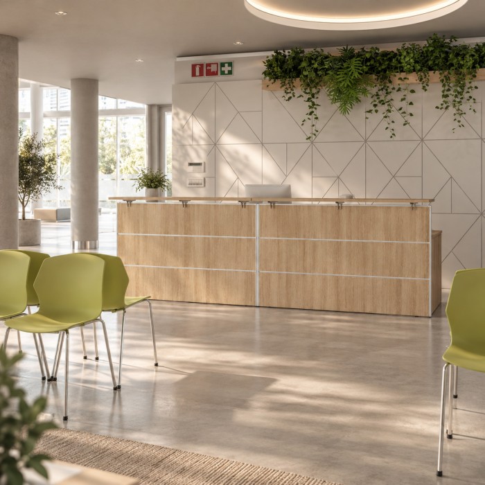 Receptieruimte met receptiebalie Dolce in eikenkleur