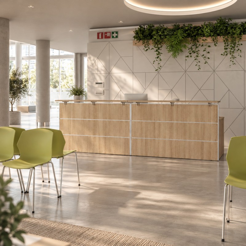 Receptieruimte met receptiebalie Dolce in eikenkleur