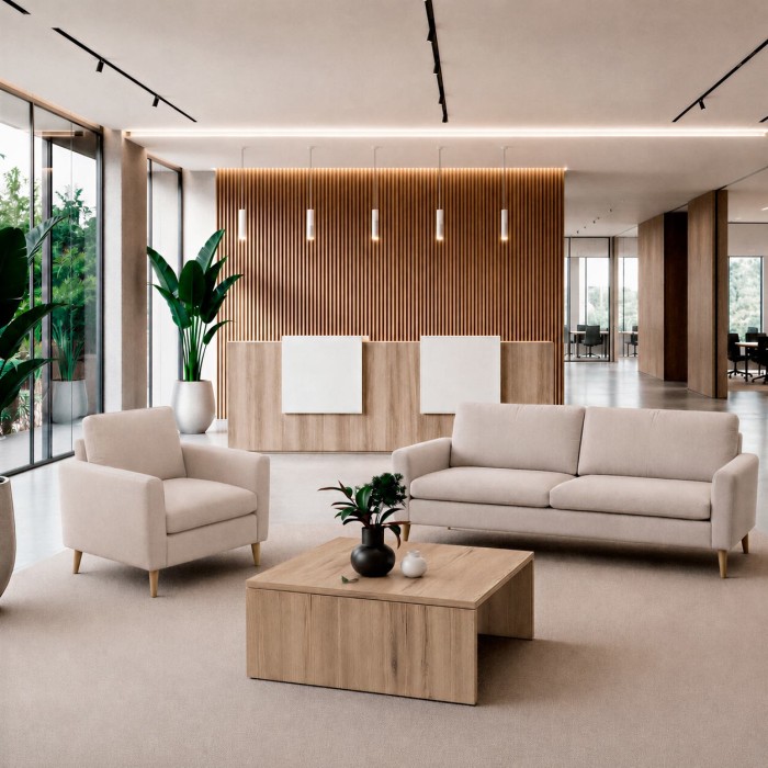 Kantoorbank Lea zand in bedrijfsonthaal