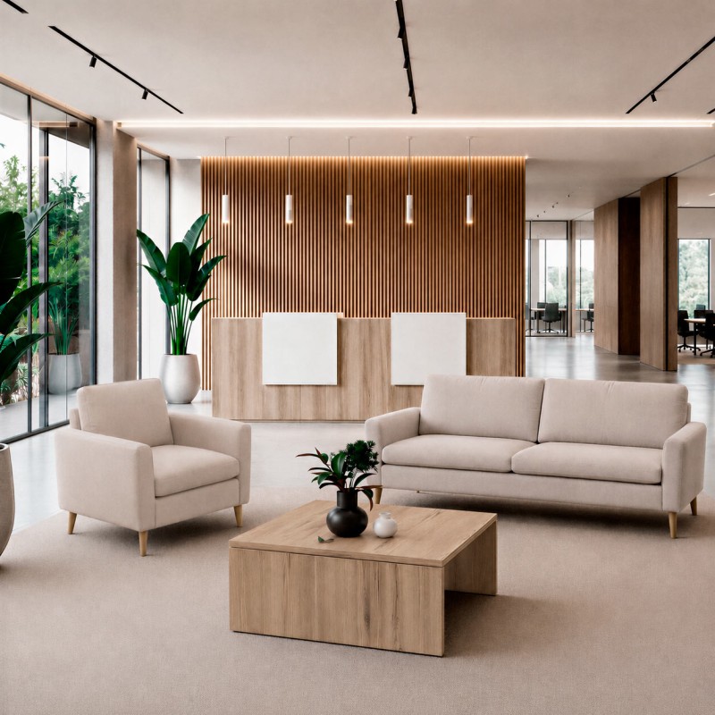 Kantoorbank Lea zand in bedrijfsonthaal