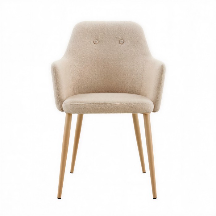 Loungestoel Clara zand houtlook poot vooraanzicht