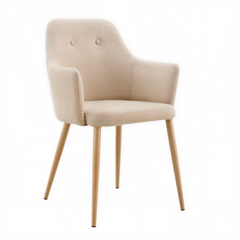 Fauteuil visiteur Clara sable pied bois arrière