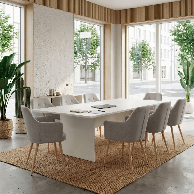 Fauteuil visiteur Clara gris en salle de réunion