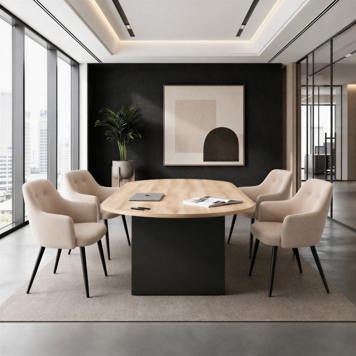 Fauteuil visiteur Clara gris en salle de réunion