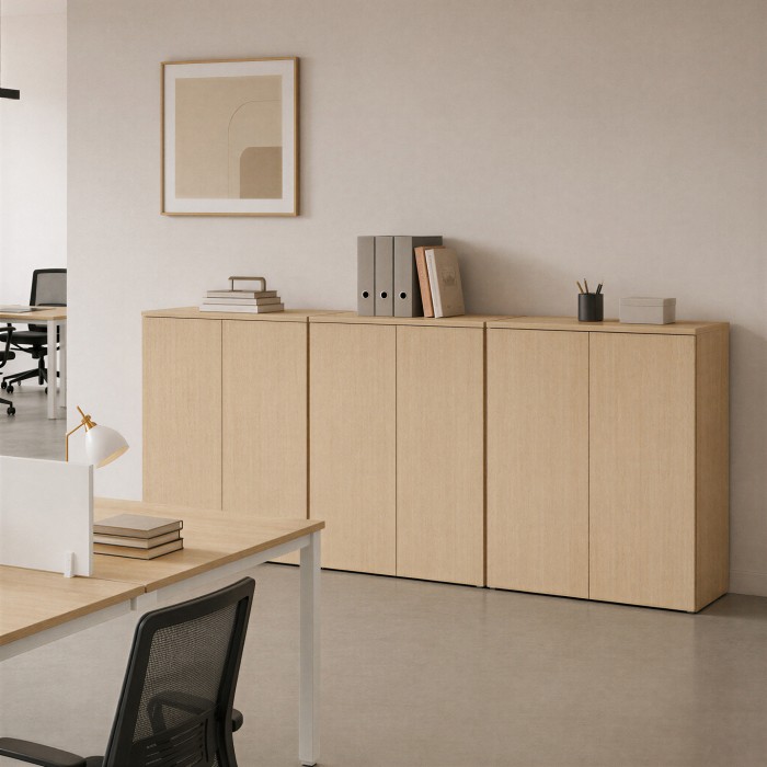 Armoire de bureau sans poignée Chronos Push Fermé chêne ambiance