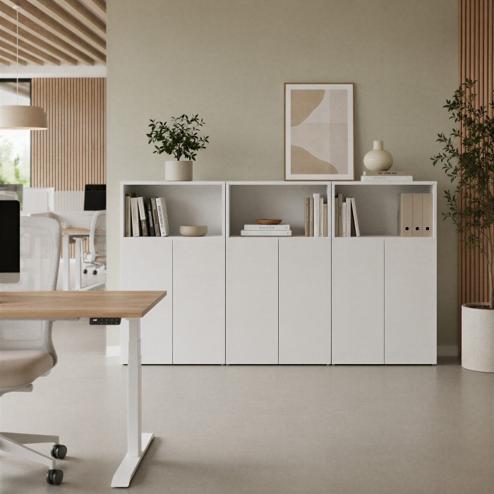 Houten bureaukast Chronos Combinatie Push wit sfeerfoto