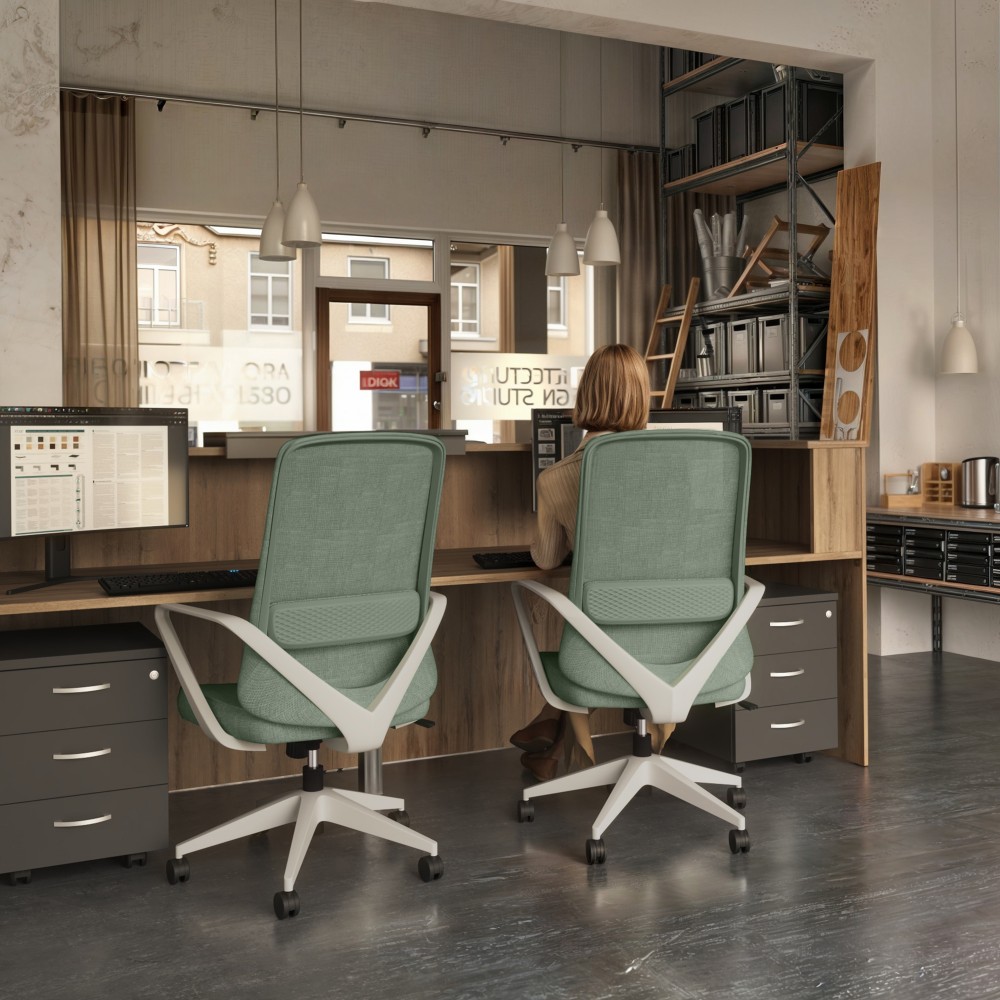 Receptiebalie Sotto avec deux ergonomische bureaustoel et deux caissons