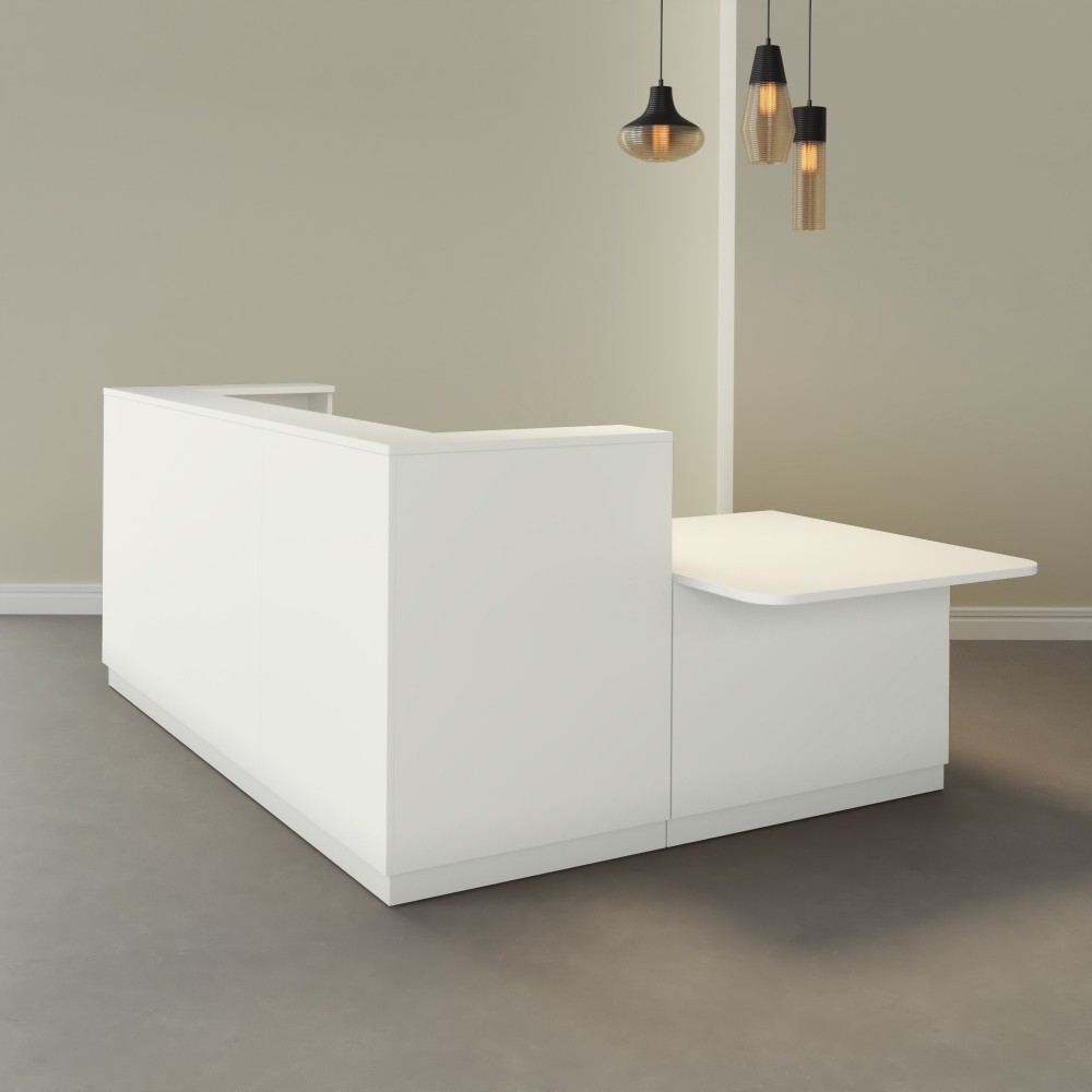 Banque d'Accueil d’Angle PMR – Couleur blanc Banque d'Accueil d’Angle PMR – Couleur blanc