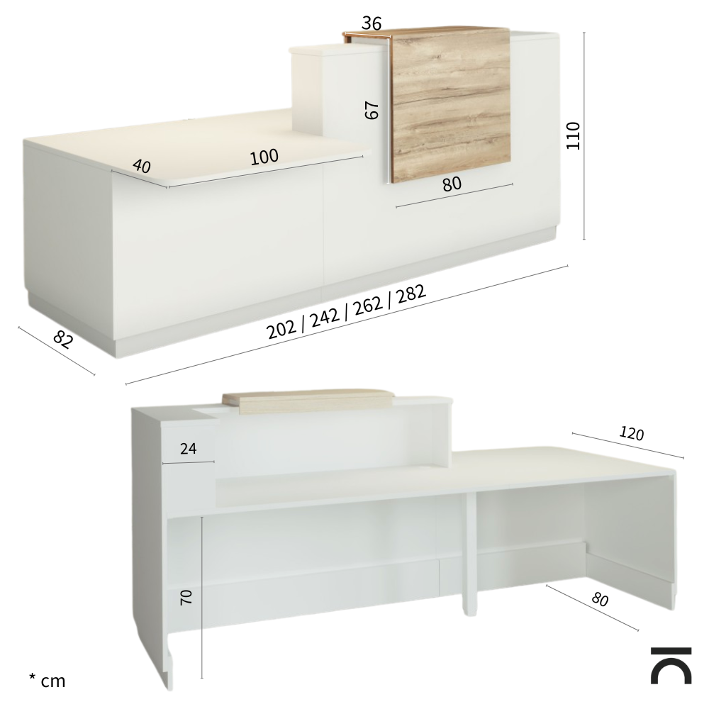 Dimensions banque d’accueil PMR Duomo