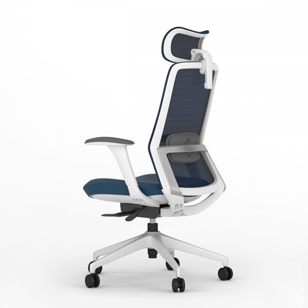 Vue latérale chaise Emma Plus bleue