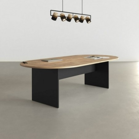 Vergadertafel Alfa ovaal zwart en kastanje