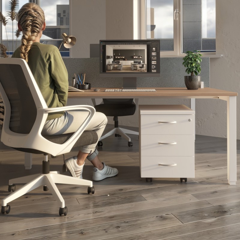 Caisson à tiroirs et à roulettes pour bureau Omega en bois - Bikkom
