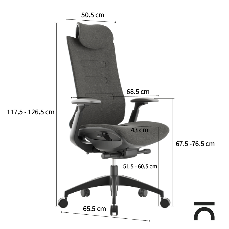 Afmetingen ergonomische stoel Diana