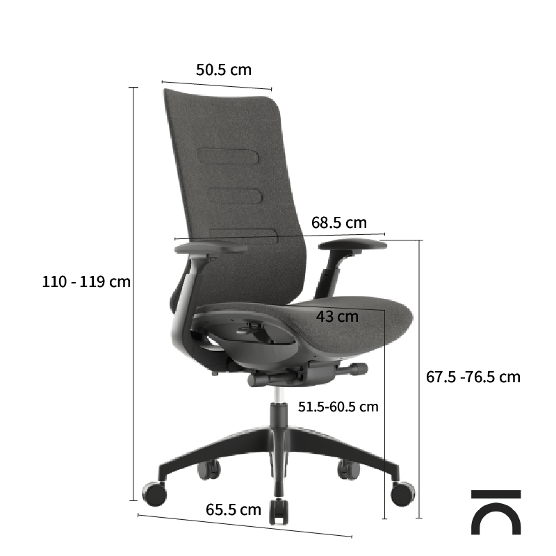 Afmetingen ergonomische stoel Diana