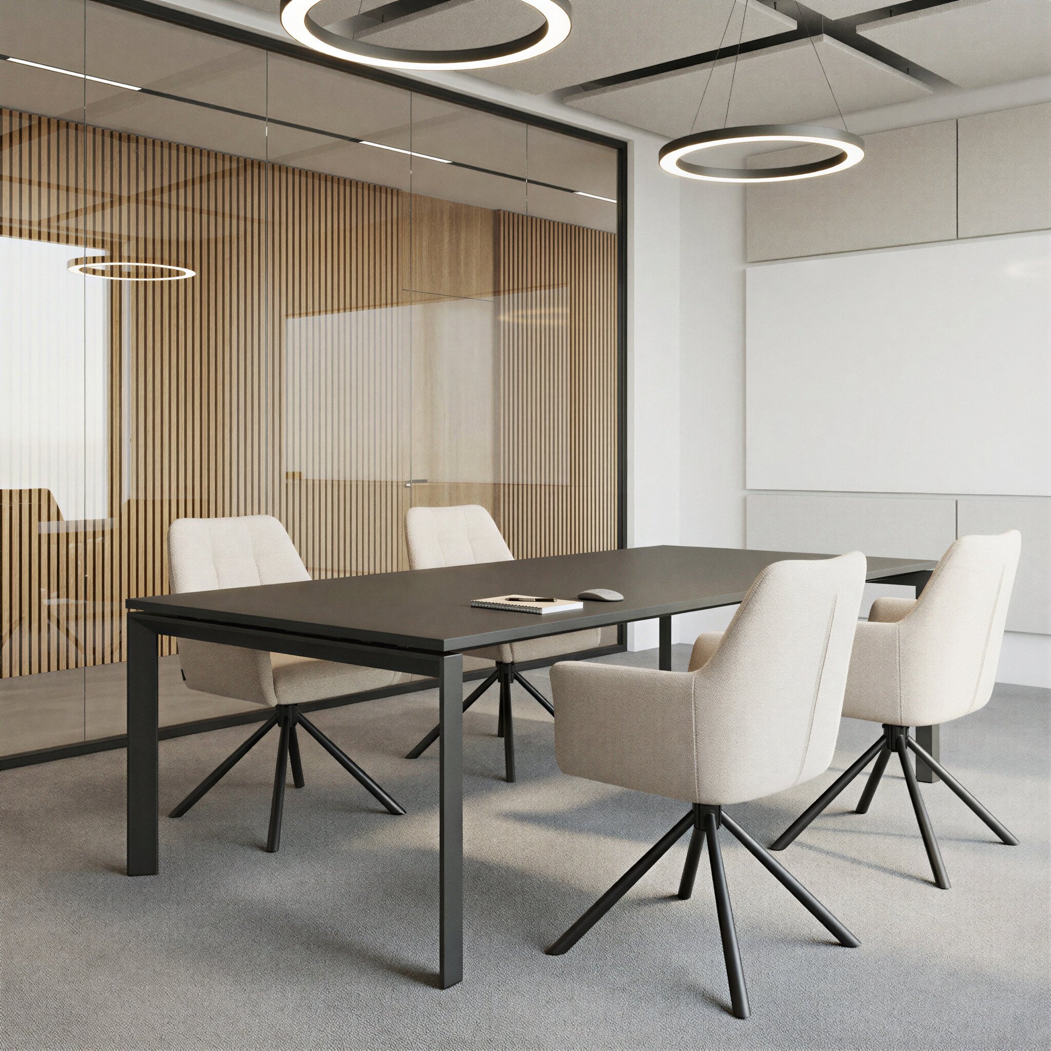 Pack Table Réunion Estela + 4 Fauteuils