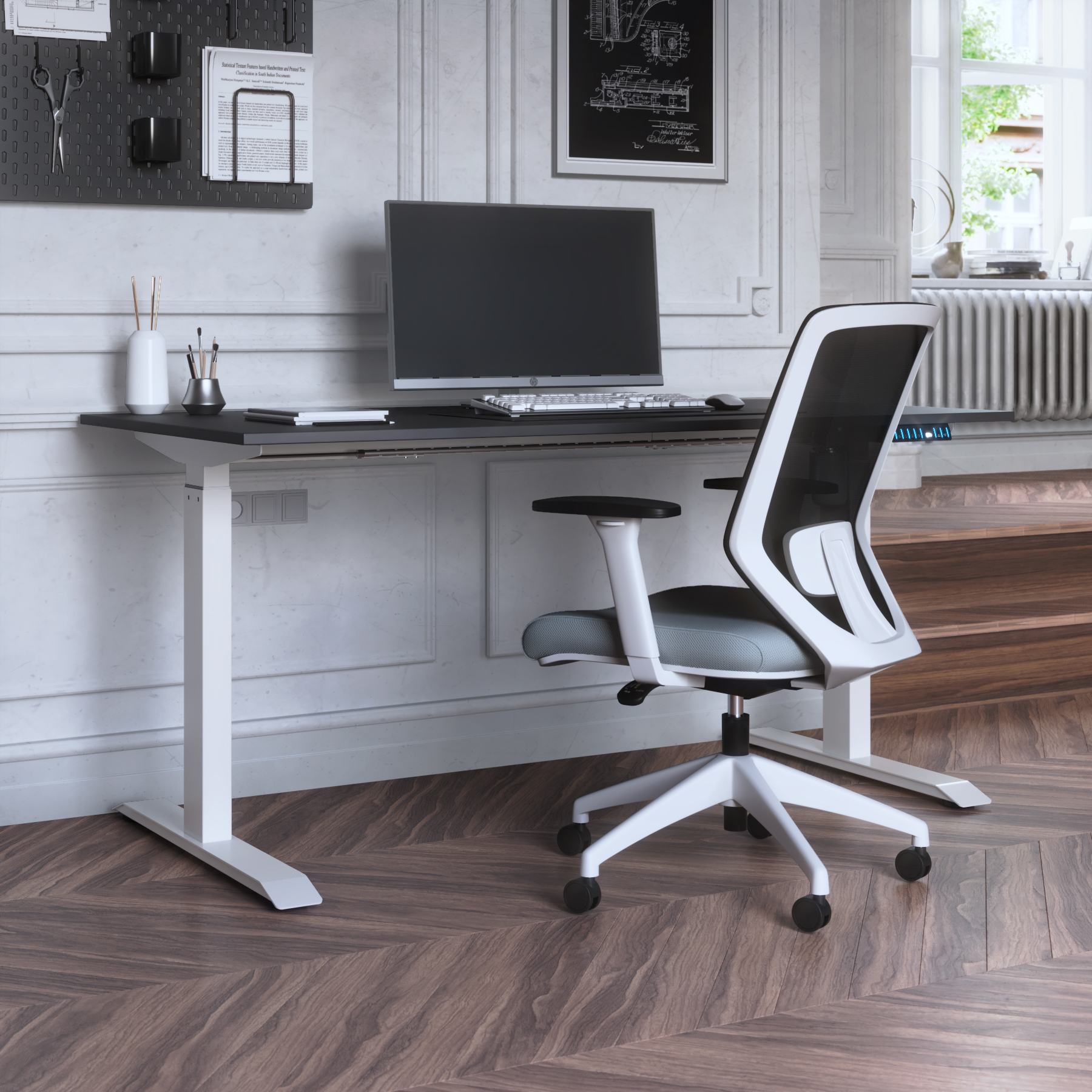 Pack Bureau assis-debout Elevia + Chaise